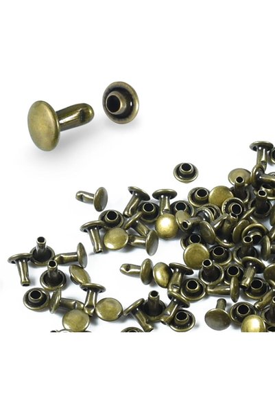 Generic 200 Sets Leather Rivets, 6mm Bronze Double Cap Rivets Tubular Metal S...