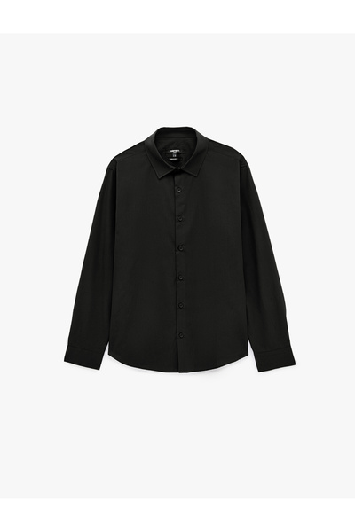 Koton Regular Fit Cotton Classic Collar Long Sleeve Poplin Shirt