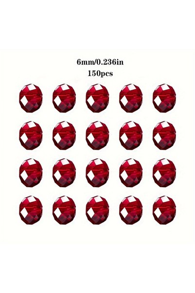Choice 6mm 150pcs [200 Red Glass Beads] 200/150/100 Red Glass Crystal Flat Be...