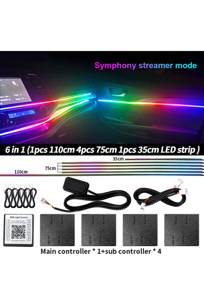 Choice شريط إضاءة LED داخلي للسيارة Symphony 6 في 1 بطول 110 سم، إضاءة محيطة ...