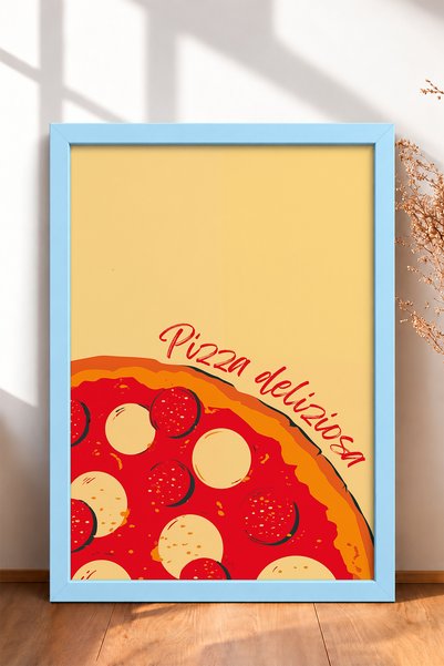 HOMEPACK Pizza Deliziosa Written Pepperonili Pizza Framed Painting Italy Post...