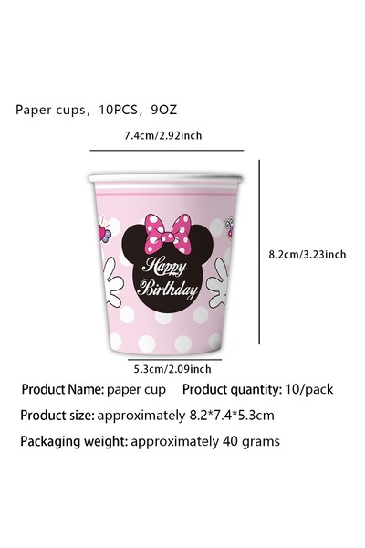 Choice 10pcs cup New Pink Bow Theme Birthday PartyTableware Set Cups and Plat...