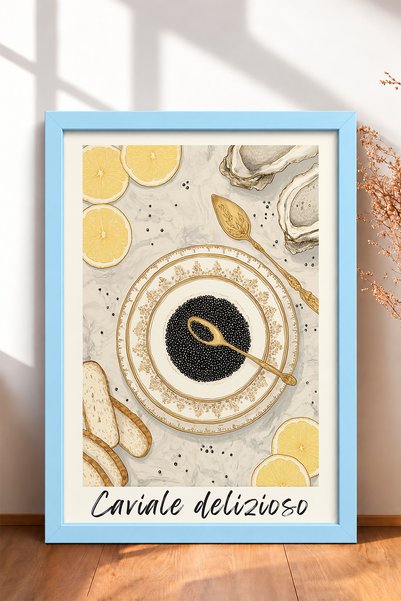 HOMEPACK Caviale Delizioso Kavijar Tanjir Uramljena Slika Italija Poster Dnev...