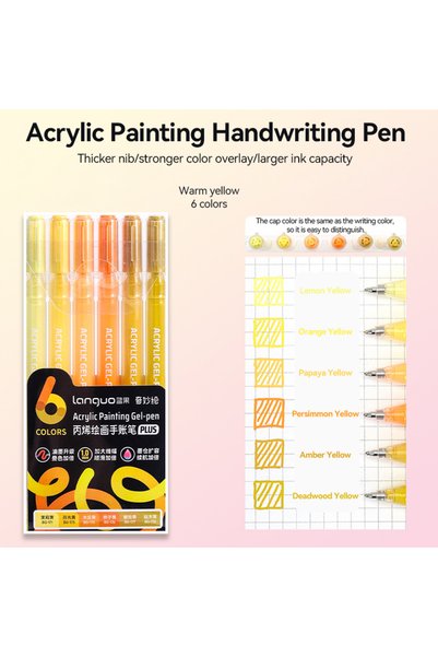 Choice Warm yellow Languo 6-144 Colors Painting Acrylic Gel Pens Large Capaci...