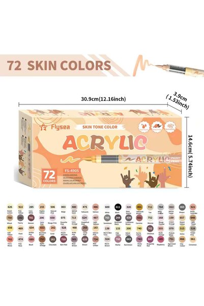 Choice 72 Colors 12/24/36/48/72 Skin Tone Art Markers, Soft Brush Tip Acrylic...