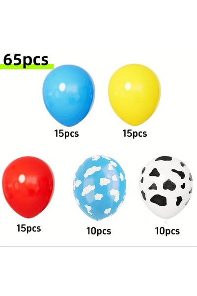 Choice 65 قطعة من بالونات الألعاب باللون الأحمر والأصفر والأزرق، وبالونات بطب...