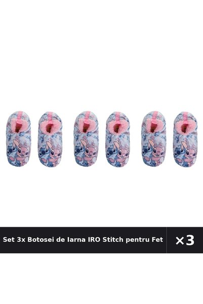 IRO Set 3x Botosei de Iarna Stitch pentru Fete, Marimea 33-34, Bleu cu Interi...