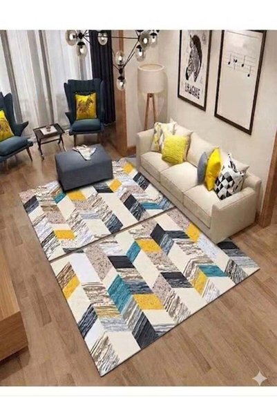 Generic Brand fashionhome 2 Pcs New Style Washable Sticky Printed Floor Carpe...