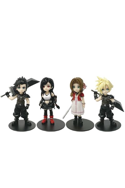 BANDAI 4pcs 11-12cm Anime Cloud Strife Tifa Lockhart Aerith Gainsborough Zack...