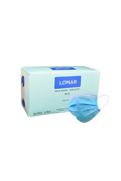 Lomar FACE MASK - BLUE 3PLY (50 Pc) - MOH listed Brand