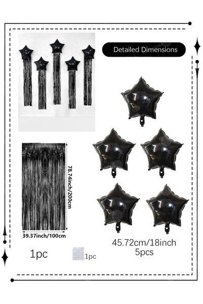 Choice Other black Five Pointed Star Balloon and Tassel Rain Curtain Set for ...