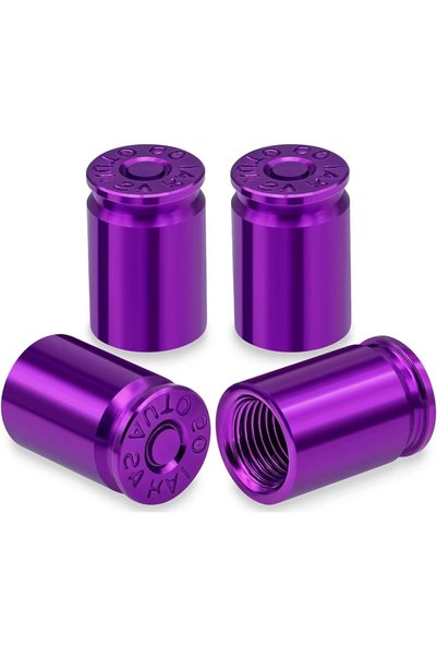 Choice 4pcs Purple 4PCS Bullet Shell Tire Valve Stem Caps, Aluminum Alloy Car...
