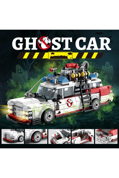 Choice No Box White Mini Ghost Racing Car Building Blocks 562PCS MOC RetroAmb...