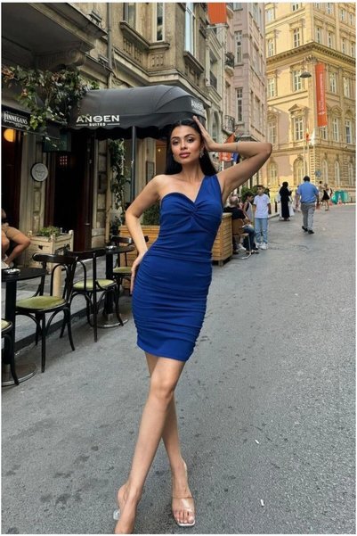 Şeker Portakalım Strapless Fish Gathered Evening Dress Cutout