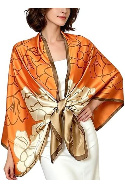 Generic Large Silk Scarf, Lightweight Satin Long Wrap Shawl for Women, Soft F...