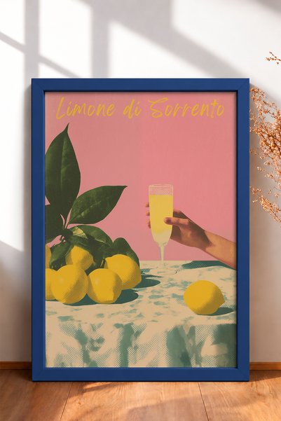 HOMEPACK Limone Di Sorrento Lemon Trees and Goblet Framed Painting Italy Post...