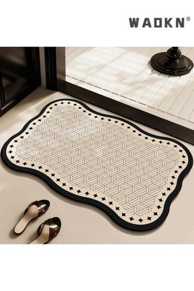 Generic Brand WAOKN Scalloped diatom Mud Bath Mat, Quick-Drying Absorbent Non...