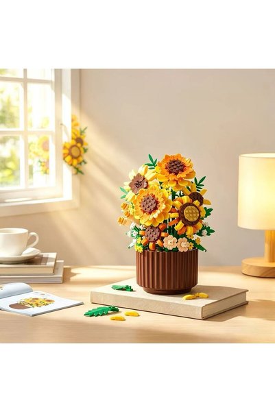 Choice Sunflower Compatible with Lego Building Block Eternal Bouquet Creative...