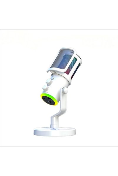 Generic ميكروفون ألعاب للكمبيوتر، ميكروفون USB طراز K20 مع إضاءة RGB، ميكروفو...