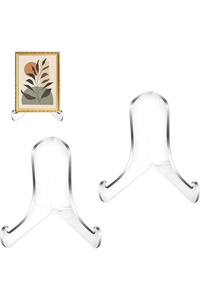 Generic 60-Degree Angle Acrylic Plate Display Stand, 3 Inch 2Pcs Clear Acryli...
