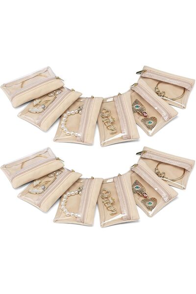 Generic 12 Pcs Travel Jewelry Organizer, Velvet Zipper Pockets Storage Bag Or...