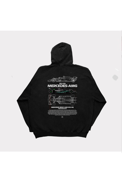 PANDORICA Hanorac unisex cu glugă, imprimat cu planul mașinii argintii
