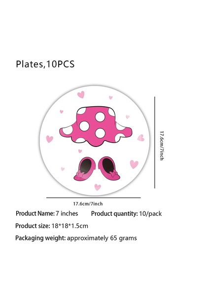 Choice 10pcs 7inch plate New Pink Bow Theme Birthday PartyTableware Set Cups ...