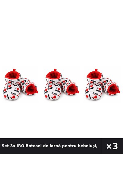 IRO Set 3x Botosei de iarnă pentru bebeluși, Unisex, 0-9 luni, Albi cu interi...