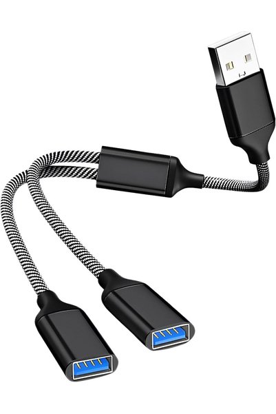 Generic موزع USB بمنفذين - محول تمديد USB إلى منفذين أنثيين، موزع مزدوج 1 إلى...