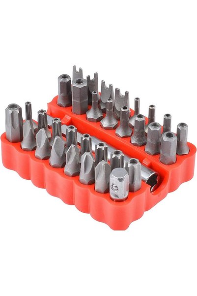 Generic مجموعة براغي أمان مقاومة للعبث مكونة من 33 قطعة، مجموعة رؤوس براغي أم...