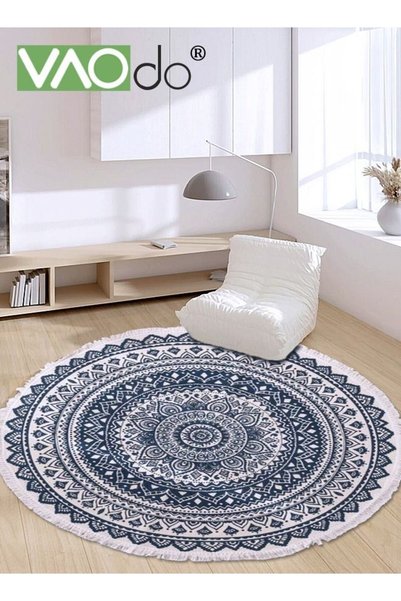 Generic Brand VAOdo Round Area Rug Imitation Cashmere Chic Decorative Boho Ma...