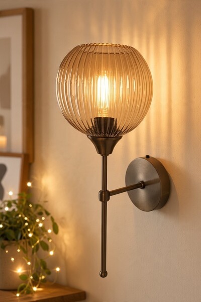 Bamyum Bobel Honey Glass Torch Body Sconce Wall Lamp Modern Hotel Cafe Vintag...