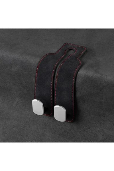 Choice black 1pc Car Headrest Hooks Suede Dual Hanging Hook Heavy Duty Anti-S...