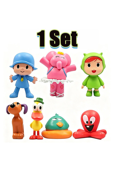 BANDAI 1 Set 2026 Mini 7Pcs/Set Kawaii Pocoyo Animal Toy Bird Duck Elephant D...