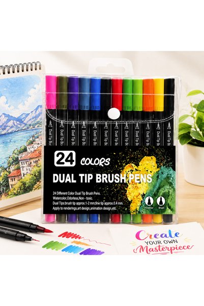 Choice 24 Color 24/36/48/100/120 Color Watercolor Markers Set, Vibrant Art Pe...