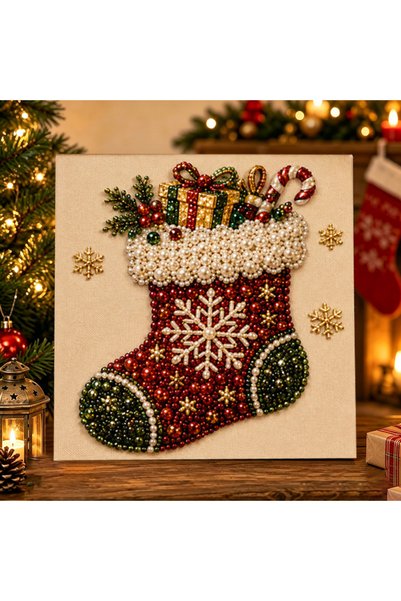 Choice 20*20cm 4 Christmas Pearl Painting Art Kit With Frame, DIY Pearl Art C...