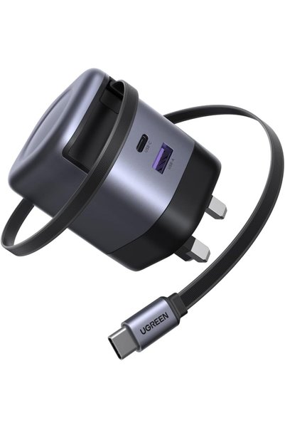 Generic شاحن سريع بقوة 65 واط من نوع C مع كابل USB C قابل للسحب، محول GaN