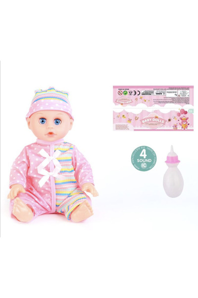 CWT Interactive baby doll, pees, 30 cm, pink overalls, 11 phrases, bottle, 3 ...