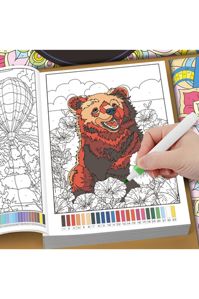 Choice 1pcs 32 Themes Color by Number Book for Adults, Relax Coloring Book wi...