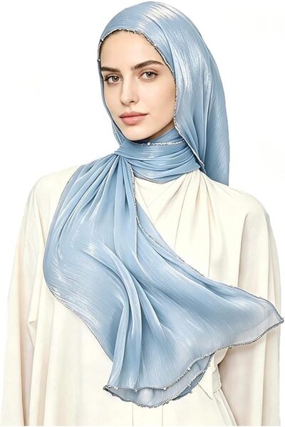 Generic Sheen Shimmer Crepe Hijab Scarf for Women, 71" x 27.5" Lightweight Sh...