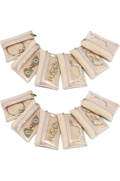Generic 12 Pack Travel Jewelry Storage Bags,Clear Flannelette Organiser Cases...