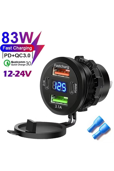 Choice شاحن سيارة بدون أسلاك 83 واط، منفذ شحن سريع مزدوج USB + Type C PD30W، ...