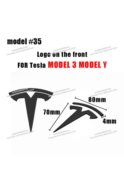 TESLA شعار سيارة أسود غير لامع للجزء الخلفي لسيارات موديل 3 وموديل Y وسايبرتر...