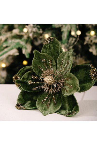 Choice green Four Styles Glitter Christmas Flower Picks, Poinsettia & Butterf...