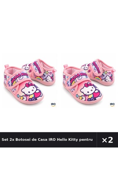 IRO Set 2x Botosei de Casa Hello Kitty pentru Fete, Marimea 23, Roz, Inchider...