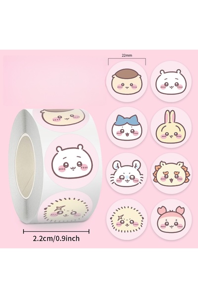 BANDAI JU861 QQ 500PCS Chiikawa Funny Emoji Roll Stickers Waterproof Vinyl De...
