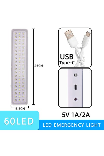 Choice Cold White USB 60LED 3 Modes Dimmable 30/60LED Rechargeable Emergency ...