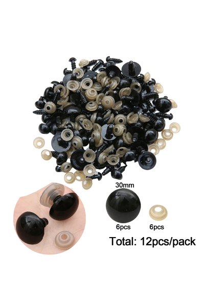 Choice 30mm 12pcs 12-460pcs 5-30mm Black Plastic Safety Eyes Multi-Size Suita...