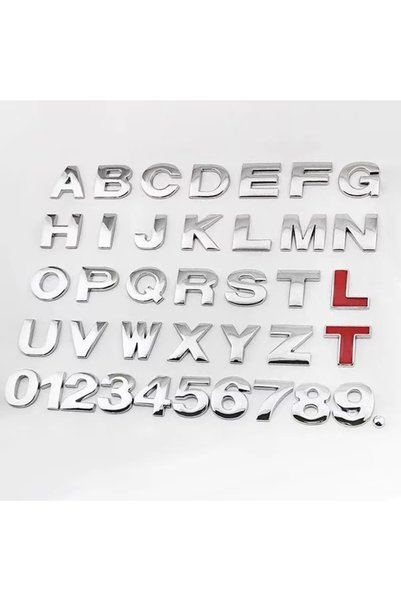 Choice E 45mm Silver 3D Metal 25mm 45mm Car Letters Alphabet Emblem Numbers C...