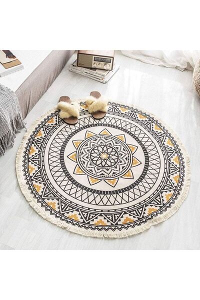 Generic Brand XiuWoo Nordic Handmade Tassel Carpet Multicolour 90cm